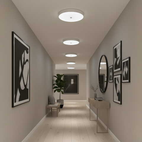 Iluminat Smart Home - Plafoniera LED PL8001, D22cm, IP44, 8W, Lumina Rece 6000k, Plastic, Alb