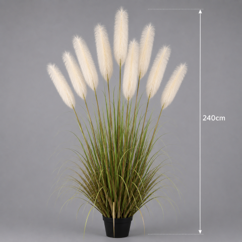 Planta decorativa in ghiveci, 9 fire, 240cm, Stuf Artificial, Material Textil si Plastic, Verde si Roz [1]