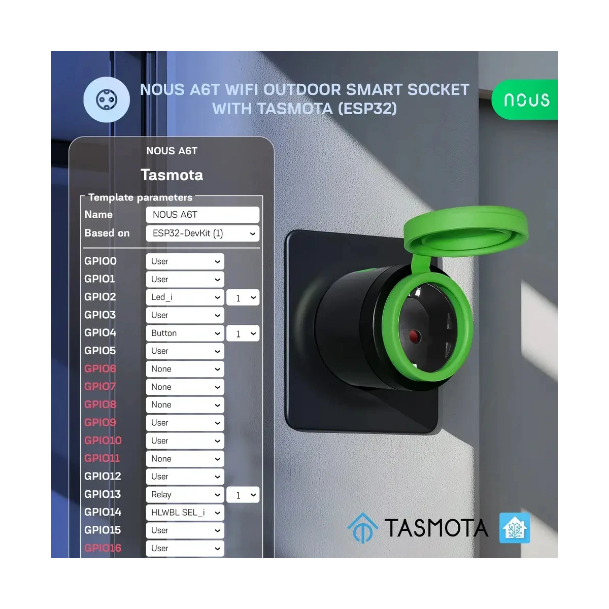 Priza Smart WiFi pentru Exterior NOUS A6T, IP44, 16A - Tasmota [3]