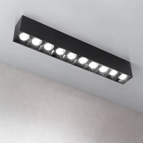 Curte si Gradina- Solutii Smart pentru Exterior - Proiector LED Liniar Aplicat Grila 15W, Lumina Neutra 4000K, 10 surse, 27 x 3.5 x 6.5 cm