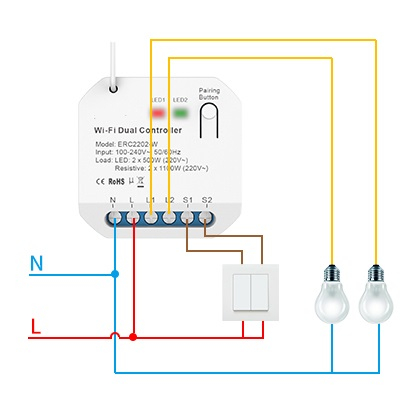 Releu Smart Rovo ERC2202-W Kinetic, 2 canale, 2x5A, WiFi + RF433, Tuya [3]