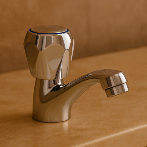 Chiuvete Baie si Bucatarie - Robinet baie cu montaj pe chiuveta, apa rece, un singur maner, crom lucios