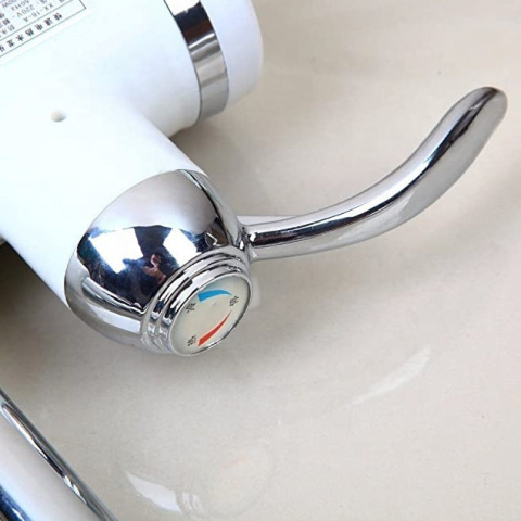 Robinet Electric cu Incalzire Instantanee a Apei, Afisaj Temperatura LED, Orizontal cu Montaj pe Chiuveta/Cada, Putere 3000 W, Apa Calda 30°C-60°C, Alb, Z007XDT [3]