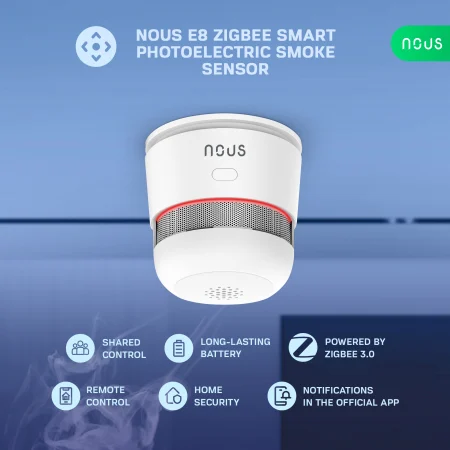 Senzor Smart de Fum Nous E8, Zigbee [1]