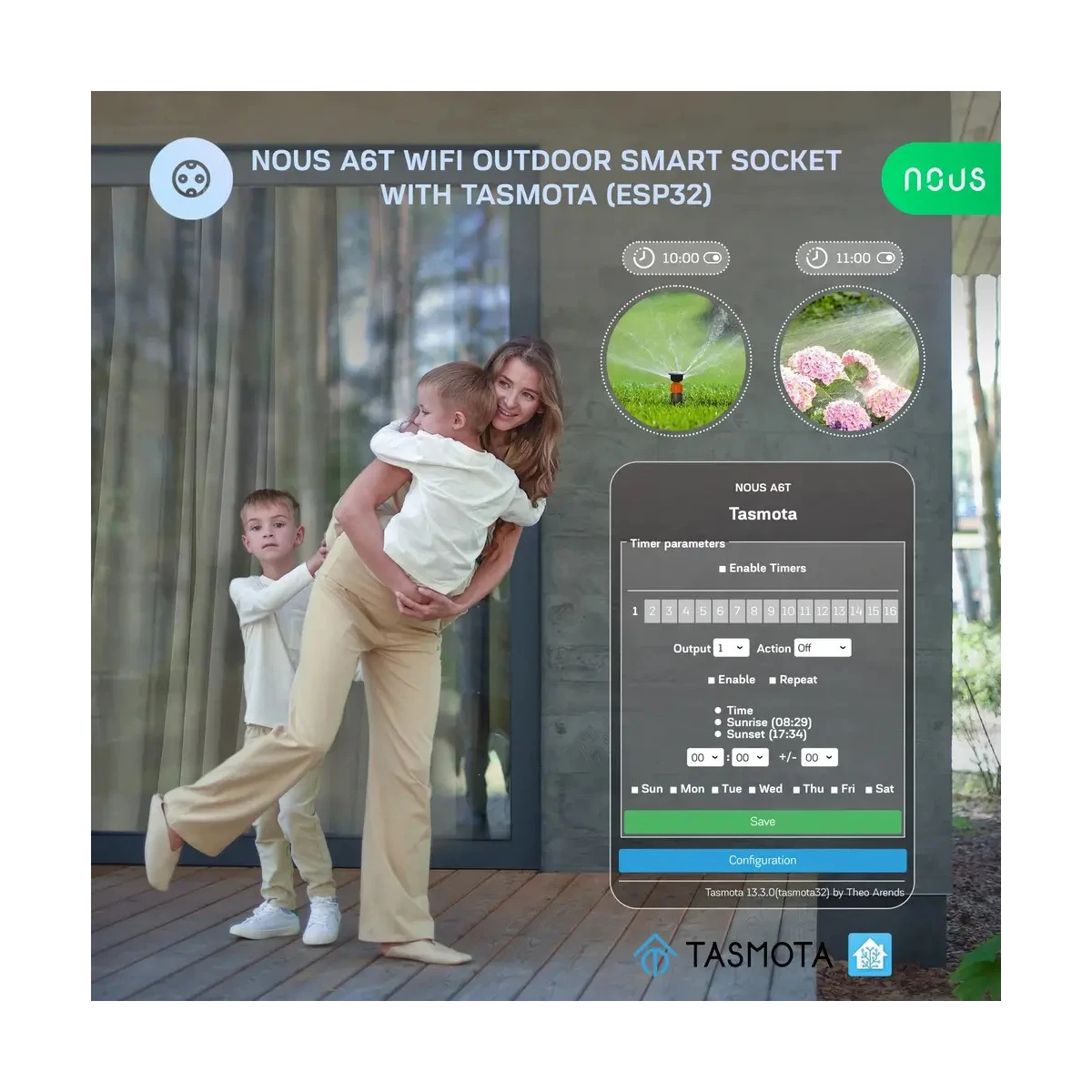 Set 2 Prize Smart WiFi pentru Exterior NOUS A6T, IP44, 16A - Tasmota [5]