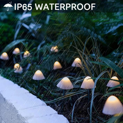 Set 30 lampi solare LED Rovo 01-Alb, ciupercute, lumina alb cald, 6.5m, 8 moduri [2]