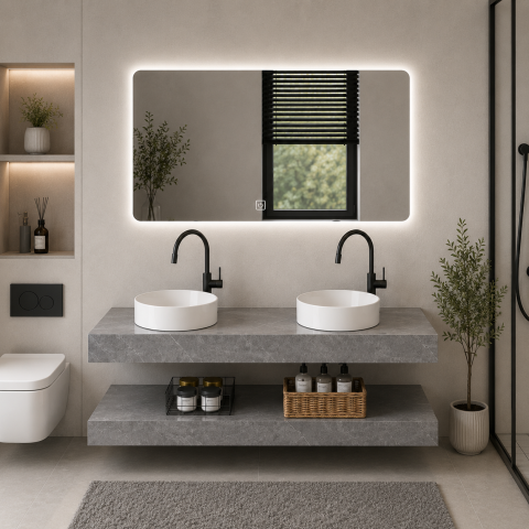 Produse Alessandro - Set Mobilier ARQON Duo pentru Baie, 140cm, 3 Piese, Gri