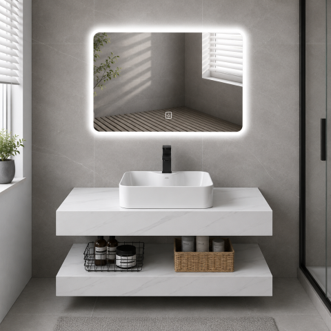 Set Mobilier AURO pentru Baie, 60cm, 3 Piese, Alb [1]