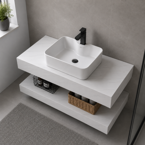 Set Mobilier AURO pentru Baie, 60cm, 3 Piese, Alb [3]