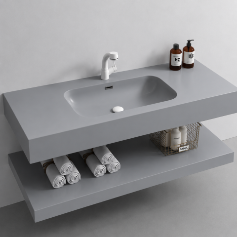 Set Mobilier KROSS pentru Baie, 80cm, 3 Piese, Gri [2]