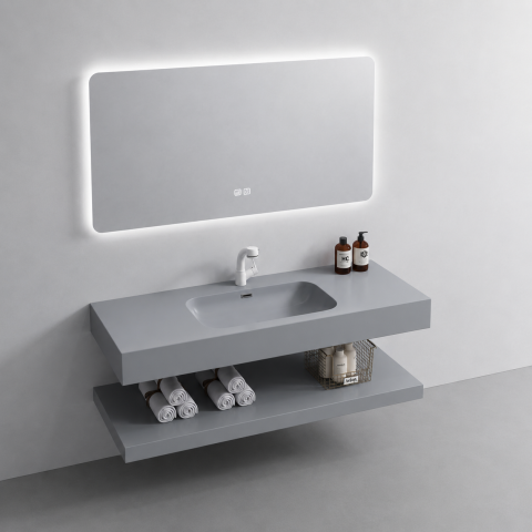 Obiecte sanitare - Set Mobilier KROSS pentru Baie, 60cm, 3 Piese, Gri