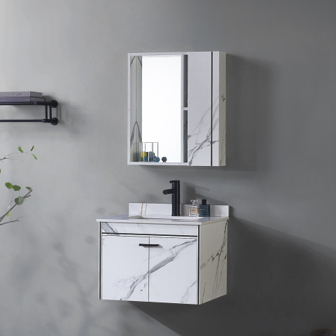 Set Mobilier pentru Baie CORFU, 80x48cm, 2 Piese, Negru si Alb [2]