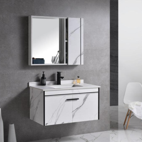 Set Mobilier pentru Baie CORFU, 80x48cm, 2 Piese, Negru si Alb [1]