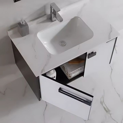 Set Mobilier pentru Baie CRETA, 60x50cm, 2 Piese, Negru si Alb [2]