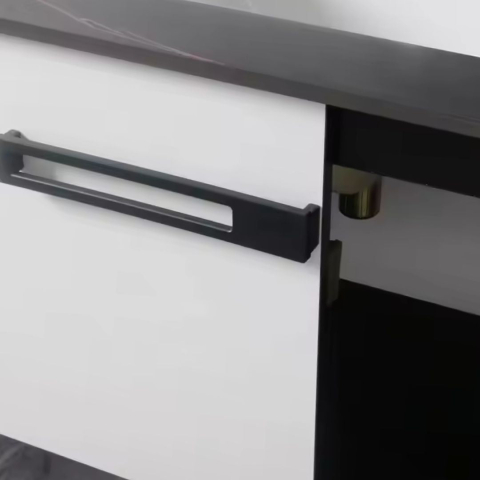 Set Mobilier pentru Baie CRETA, 80x40cm, 2 Piese, Negru si Alb [3]