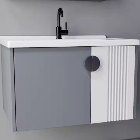 Set Mobilier pentru Baie MYKONOS, 60x40cm, 2 Piese, Gri si Alb [2]