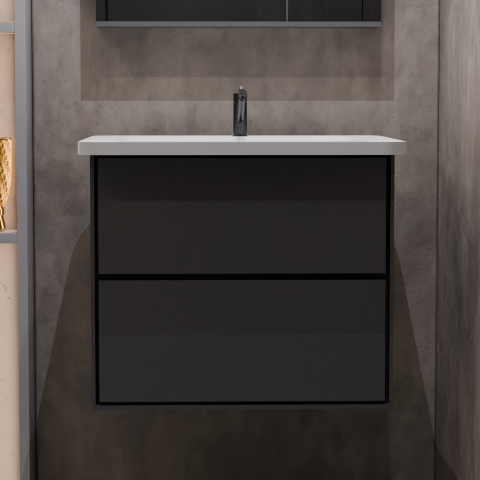 Set Mobilier pentru Baie SANTORINI, 60x50cm, 2 Piese, Gri si Alb [1]