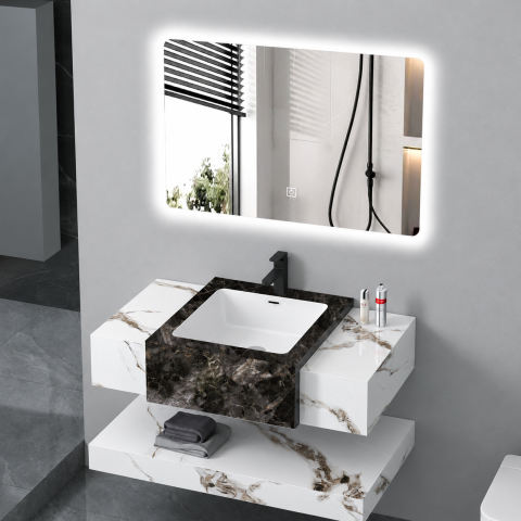 Set Mobilier VANTA pentru Baie, 80cm, 3 Piese, Alb [1]