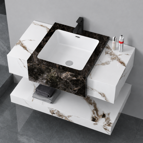 Set Mobilier VANTA pentru Baie, 80cm, 3 Piese, Alb [3]
