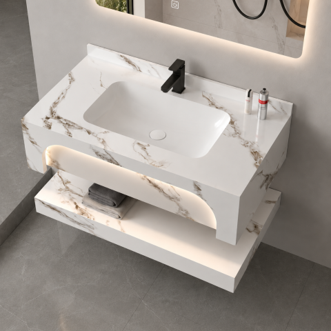 Set Mobilier VELIN pentru Baie, 60cm, 3 Piese, Alb [3]