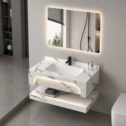 Set Mobilier VELIN pentru Baie, 60cm, 3 Piese, Alb [1]