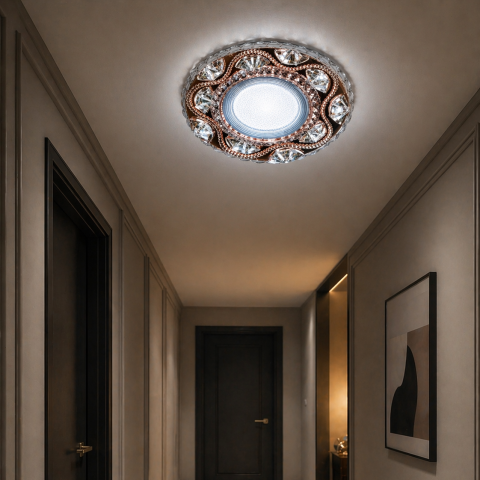 Spot LED ORBITA, 5W, Rotund, Lumina Rece / Calda, Bronz Antichizat, Rasina si Sticla [1]