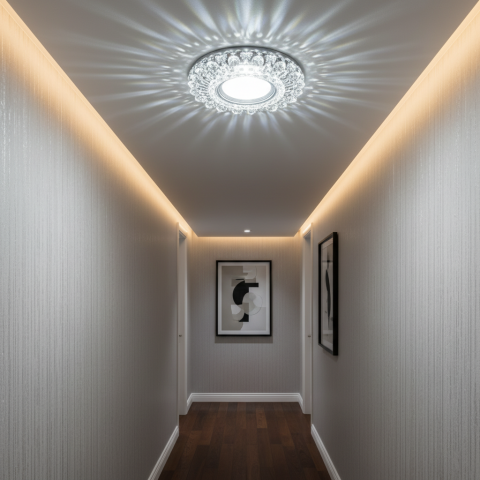 Produse Alessandro - Spot LED ORBITA, 5W, Rotund, Lumina Rece + RGB, Alb, Rasina si Sticla