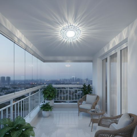 Produse Alessandro - Spot LED ORBITA, 5W, Rotund, Lumina Rece + RGB, Alb, Rasina si Sticla