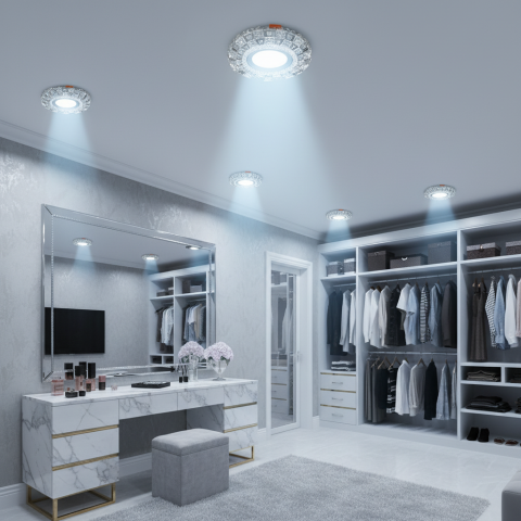 Produse Alessandro - Spot LED ORBITA, 5W, Rotund, Lumina Rece + RGB, Alb, Rasina si Sticla
