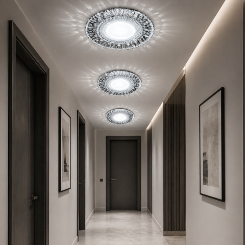 Becuri LED Spoturi - Spot LED ORBITA, 5W, Rotund, Lumina Rece + RGB, Alb, Rasina si Sticla