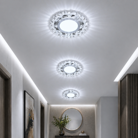 Spot LED ORBITA, 5W, Rotund, Lumina Rece + RGB, Alb, Rasina si Sticla [2]