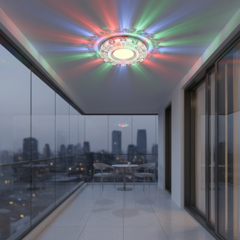 Spot LED ORBITA, 5W, Rotund, Lumina Rece + RGB, Alb, Rasina si Sticla [2]