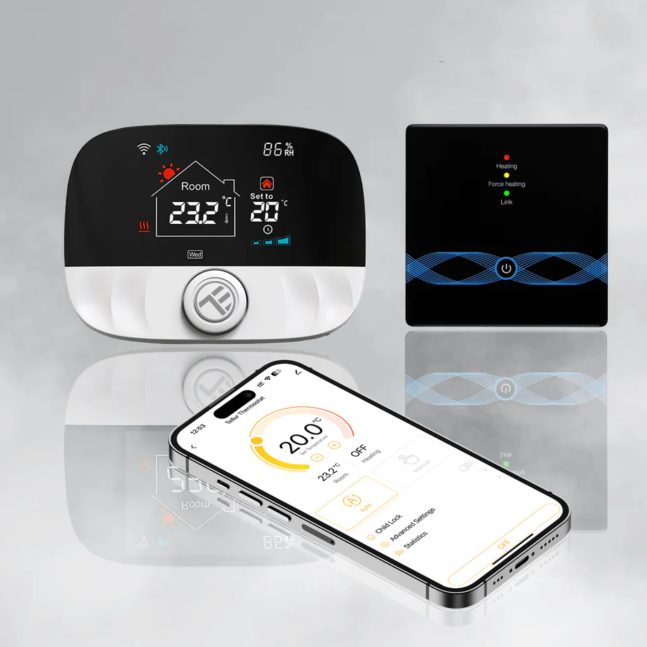 Termostat de ambient smart pentru centrala Tellur Smart, TSH02, Wi-Fi, ecran LCD, Negru [6]