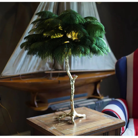 Veioze & Lampadare - Veioza Pene Karlita 1XE27, diametru 40cm, Verde Inchis