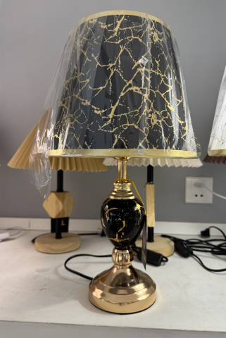 Produse Alessandro - Veioza VZ211BK, 1x E27,Metal si Textil, Negru si Auriu