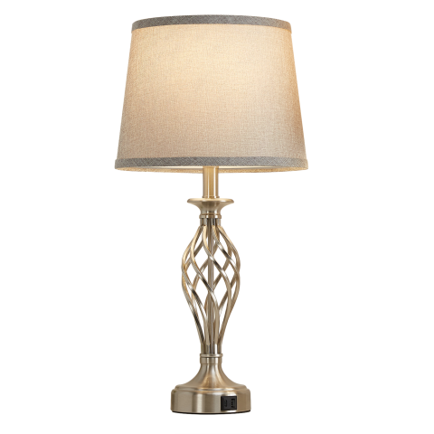 Produse Alessandro - Veioza VZ212WH, 1x E27, Metal si Textil, Alb si Auriu