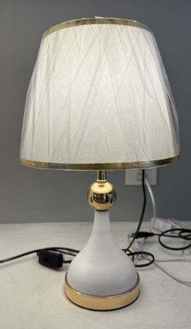 Produse Alessandro - Veioza VZ214WH, 1x E27, Metal si Textil, Alb si Auriu