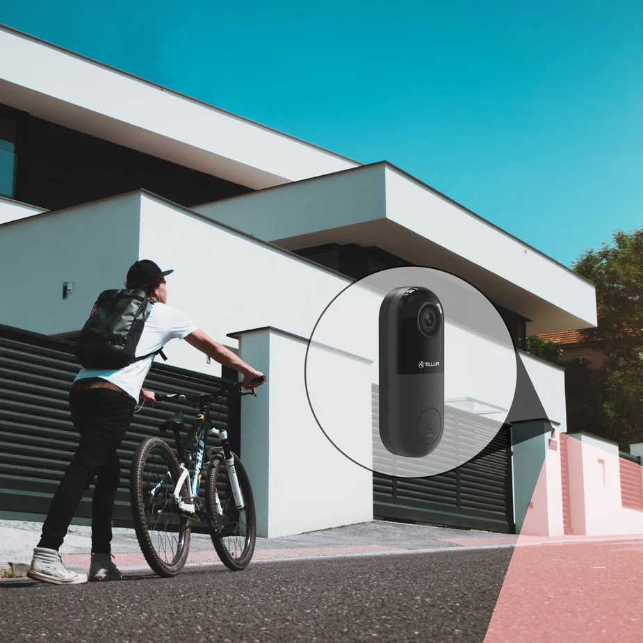 Video interfon WiFi Tellur Smart, Full HD 1080p, Senzor PIR, Alimentare prin fir, Negru [5]