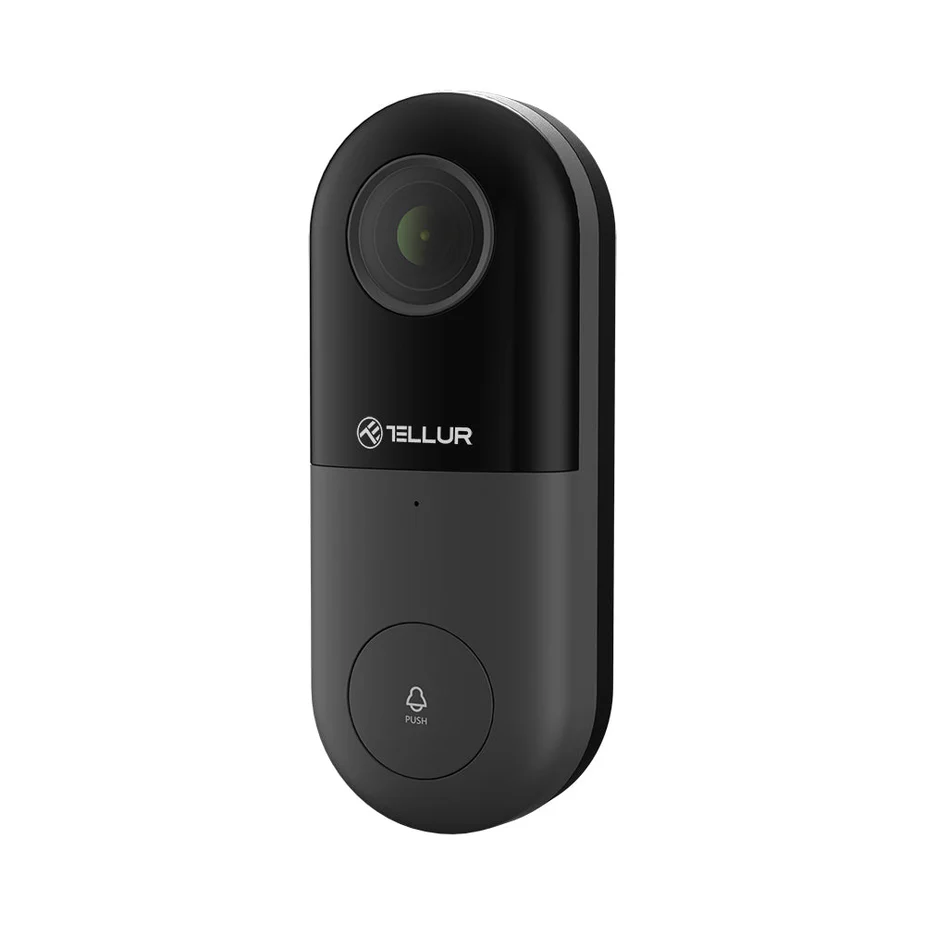 Videointerfoane si sonerii Smart - Video interfon WiFi Tellur Smart, Full HD 1080p, Senzor PIR, Alimentare prin fir, Negru