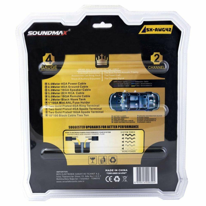 Kit de cabluri pentru instalare amplificator auto Soundmax SX-AWG42 4GA [3]