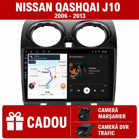 NAVIGATII DEDICATE - Navigatie Nissan Qashqai (2006-2014), Android, A-Octacore / 4GB RAM + 64GB ROM, 9 Inch - AD-BGA9004+AD-BGRKIT161 AUTODROP + CAMERE