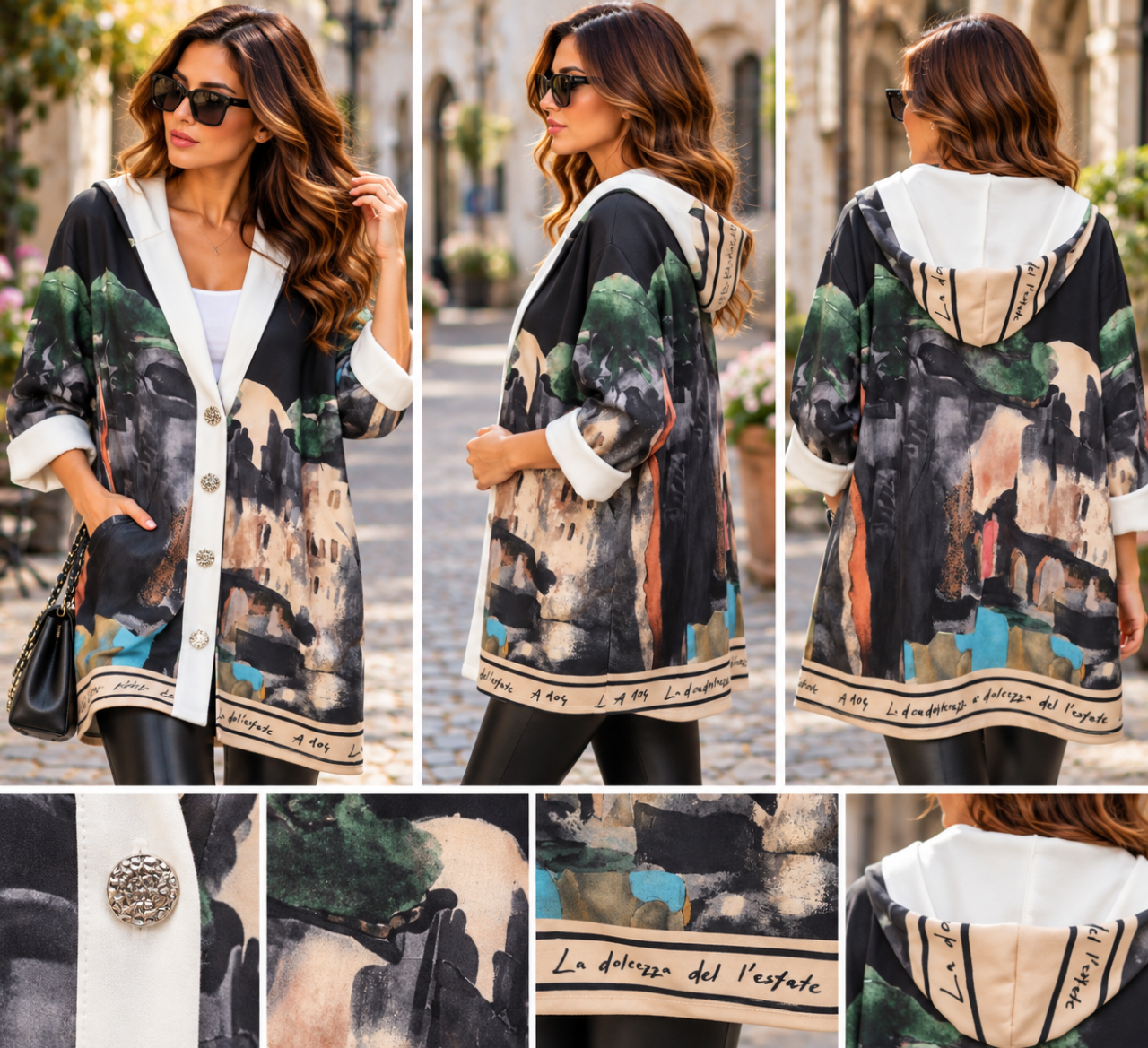 Cardigan oversize cu imprimeu artistic [4]
