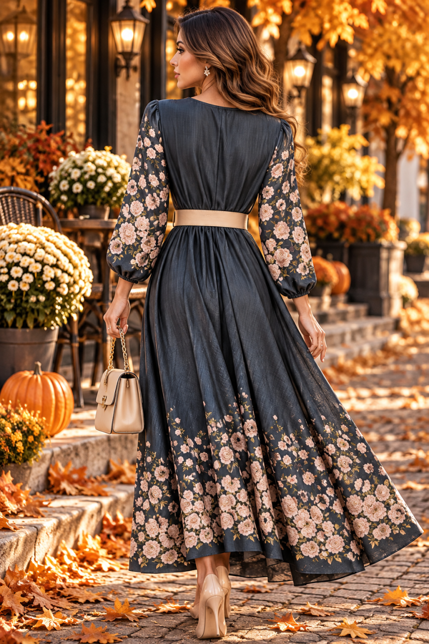 Rochie lunga cu imprimeu floral [3]