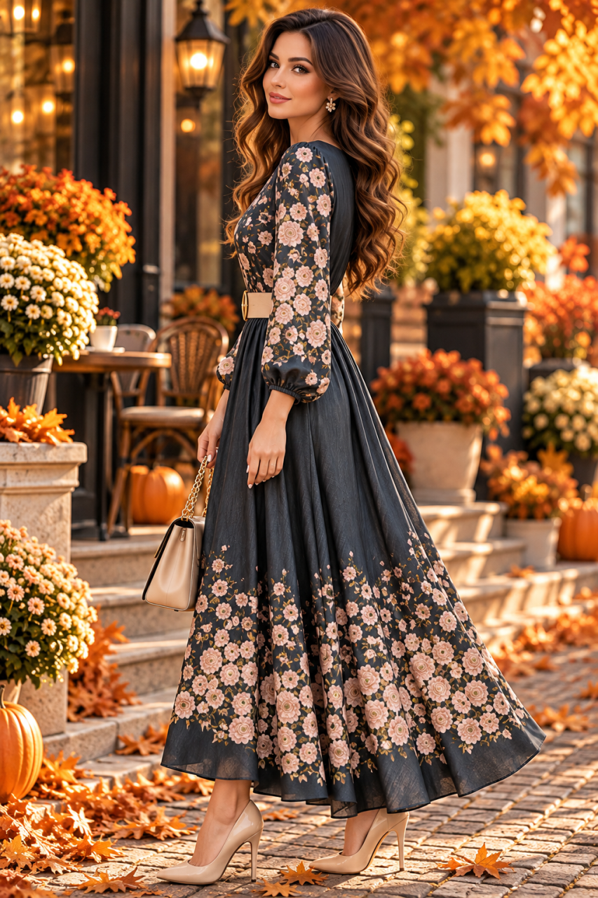 Rochie lunga cu imprimeu floral [2]