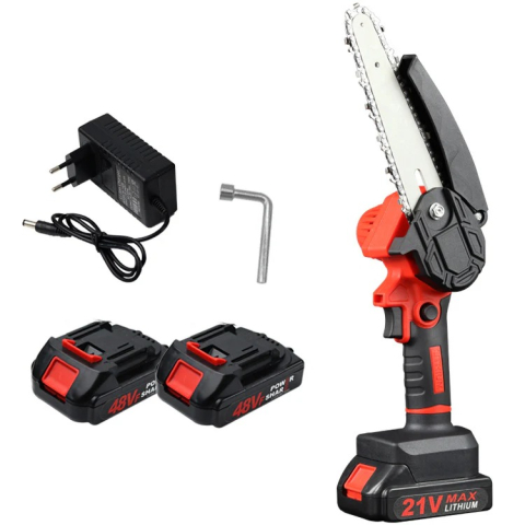 Mini Fierastrau Electric 24V cu Lant 6 inch si 2 Acumulatori 2000 mAh