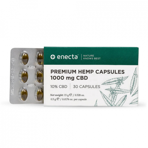 Capsule CBD 10 % - Enecta Extract Premium din Cânepă 1000mg CBD Soft-gel – Spectru complet