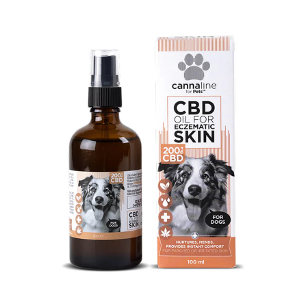 CBD Caini și Pisici - Ulei CBD pentru Piele Eczematoasă la Câini 200mg (100ml) - Cannaline