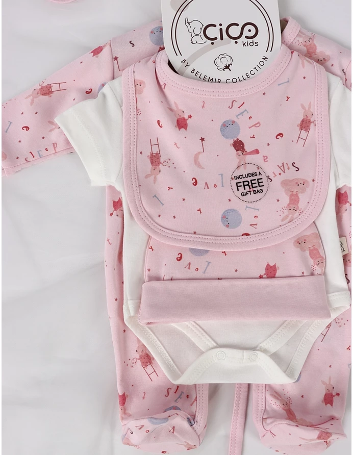 Set cadou 5 piese, stars rabbit, roz [3]