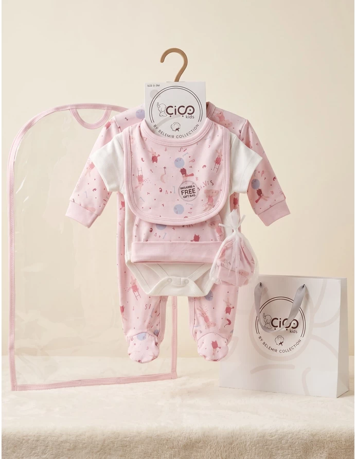 Set cadou 5 piese, stars rabbit, roz [2]