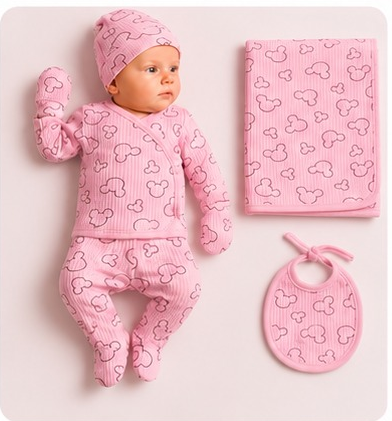 Set cadou pentru bebeluși – Body cu capse, păturică, căciuliță și babețică (0–3 luni) [5]